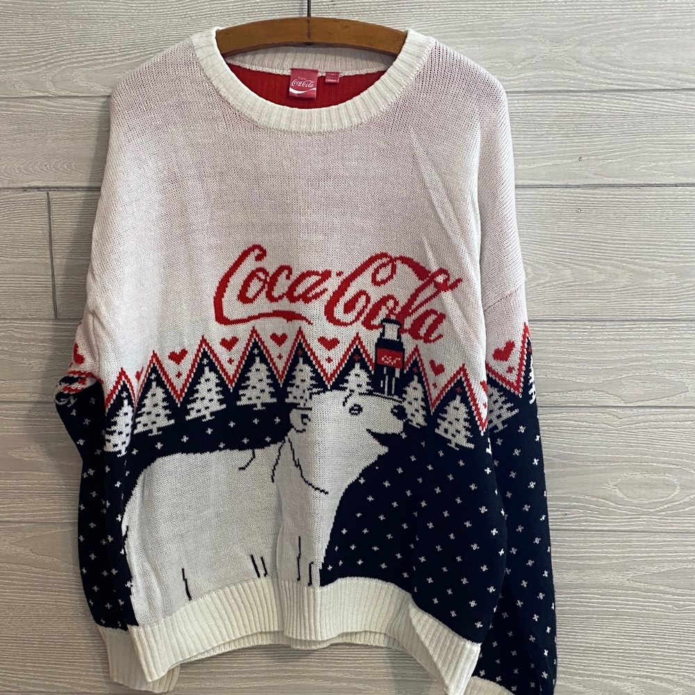 Coca Cola Women's Polar Bear Sweater - Red, Black, and White